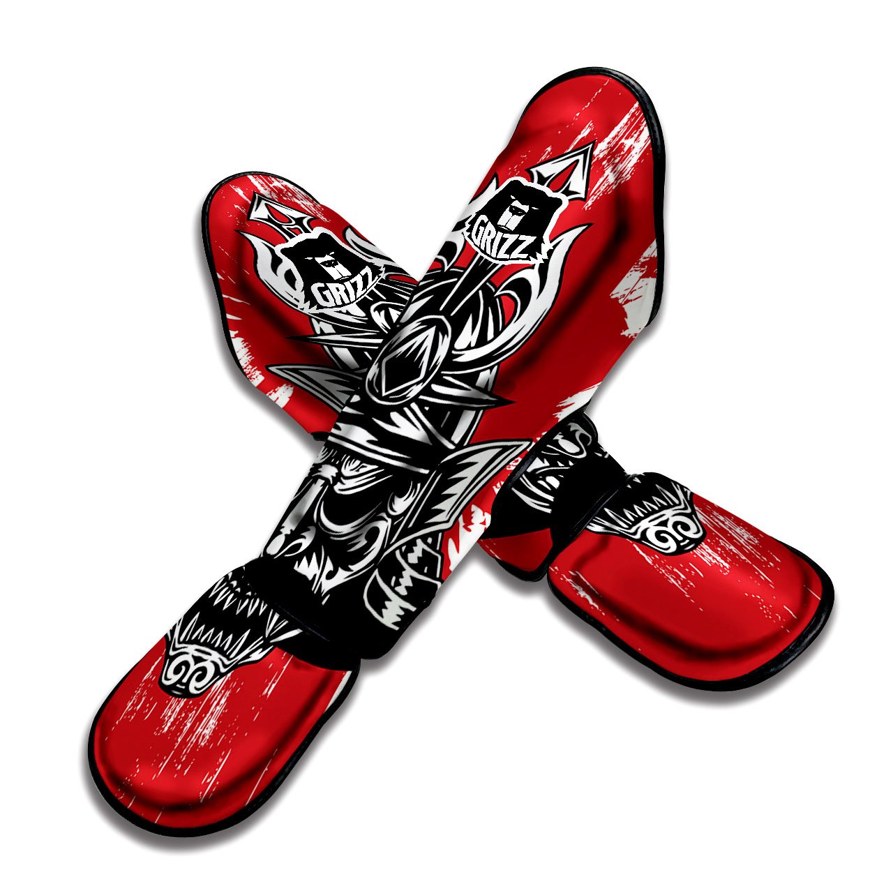 Warrior Japanese Samurai Print Muay Thai Shin Guards-grizzshop