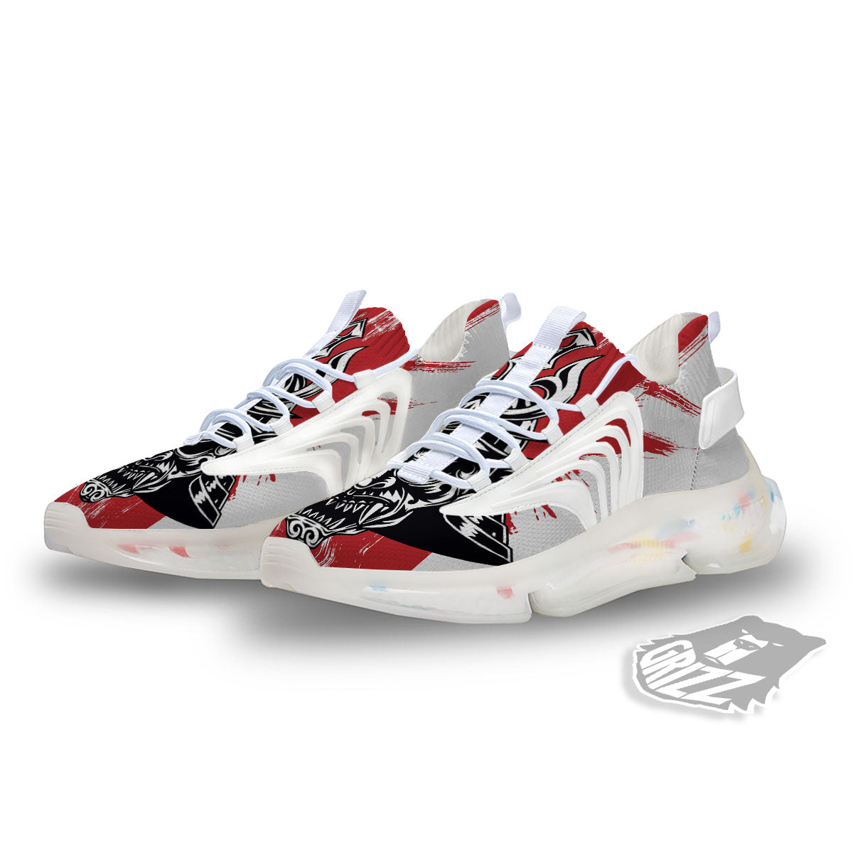 Warrior Japanese Samurai Print White Gym Shoes-grizzshop