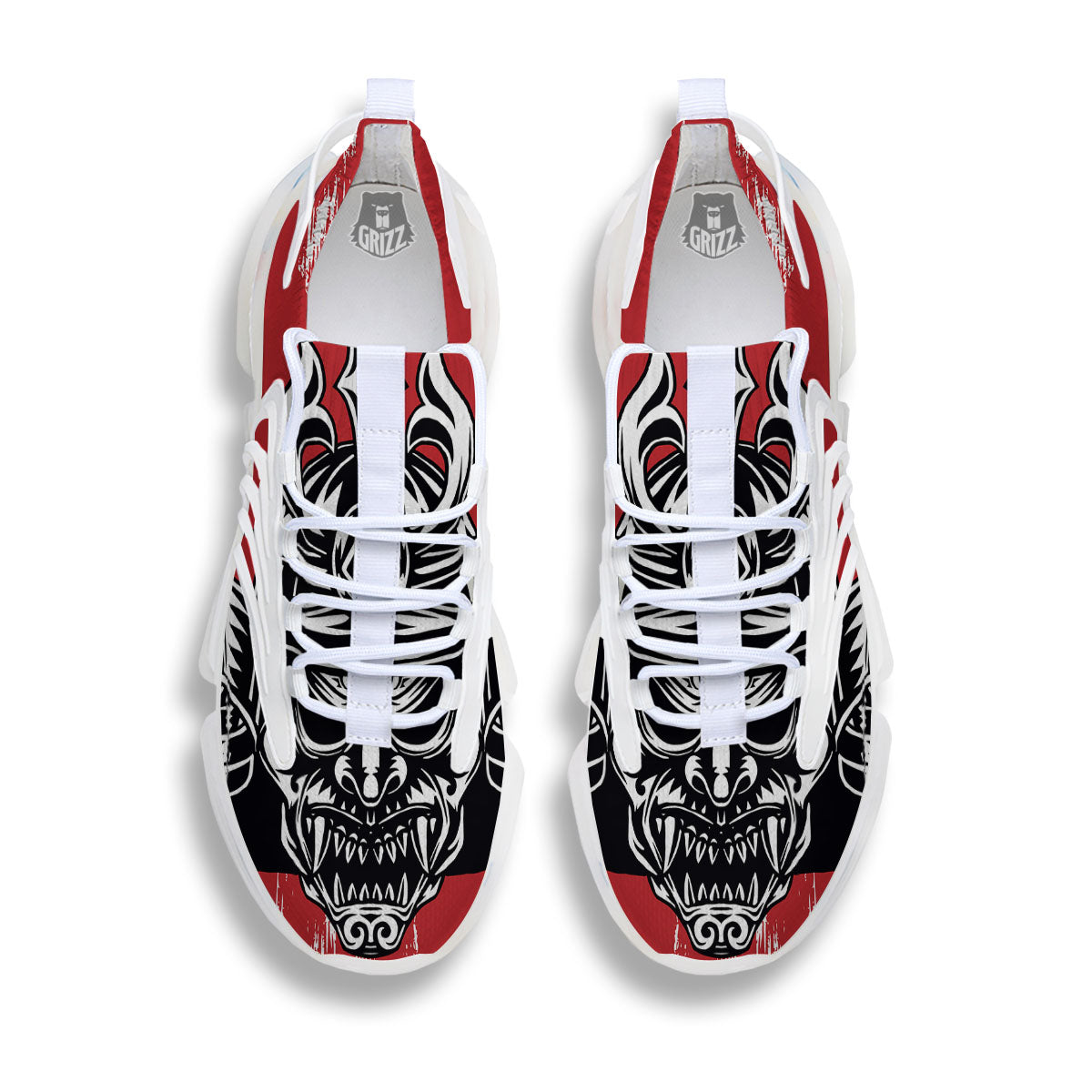 Warrior Japanese Samurai Print White Gym Shoes-grizzshop