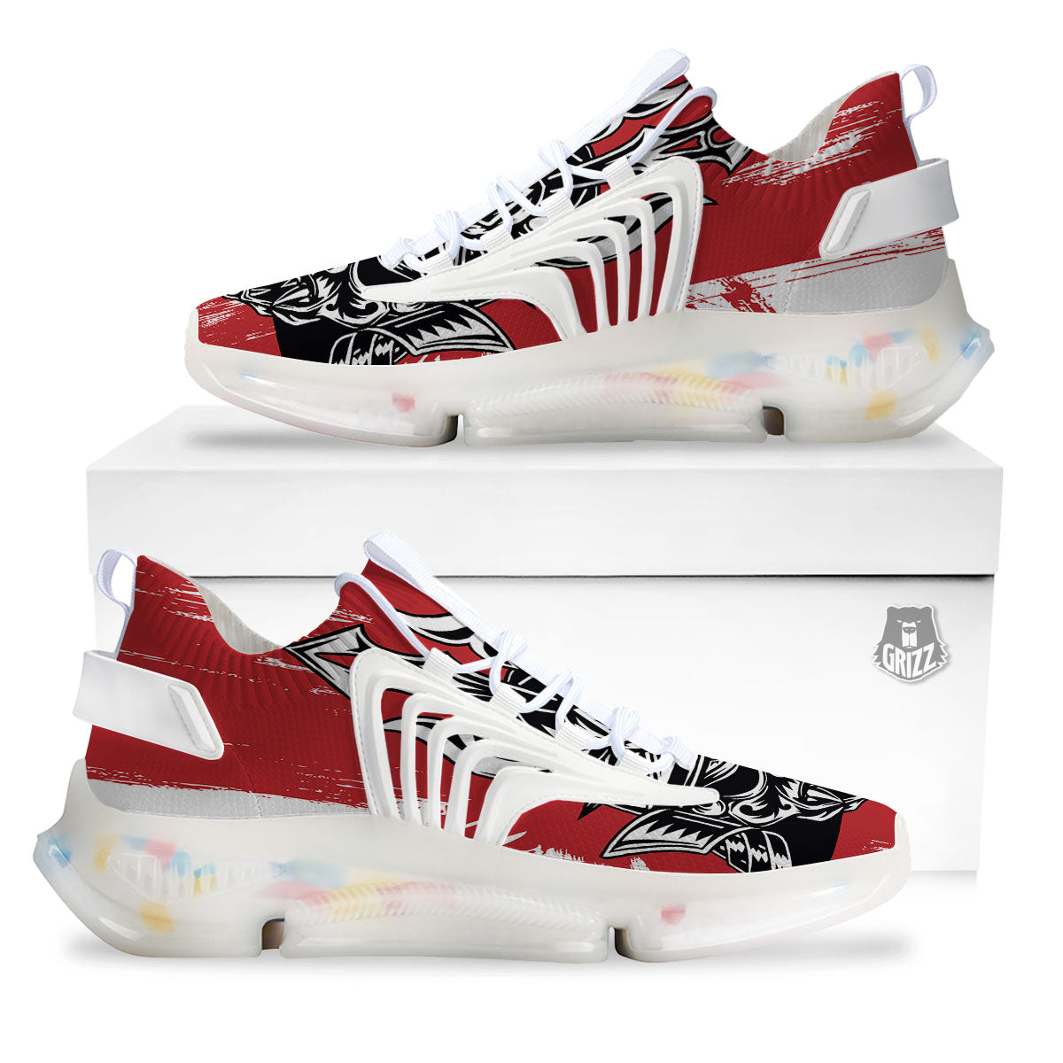 Warrior Japanese Samurai Print White Gym Shoes-grizzshop