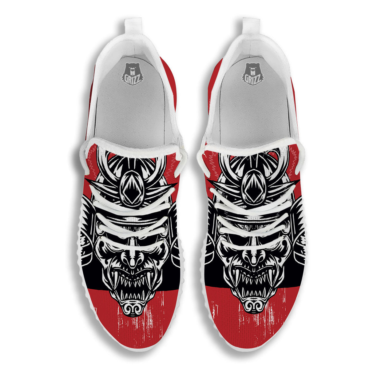 Warrior Japanese Samurai Print White Walking Shoes-grizzshop