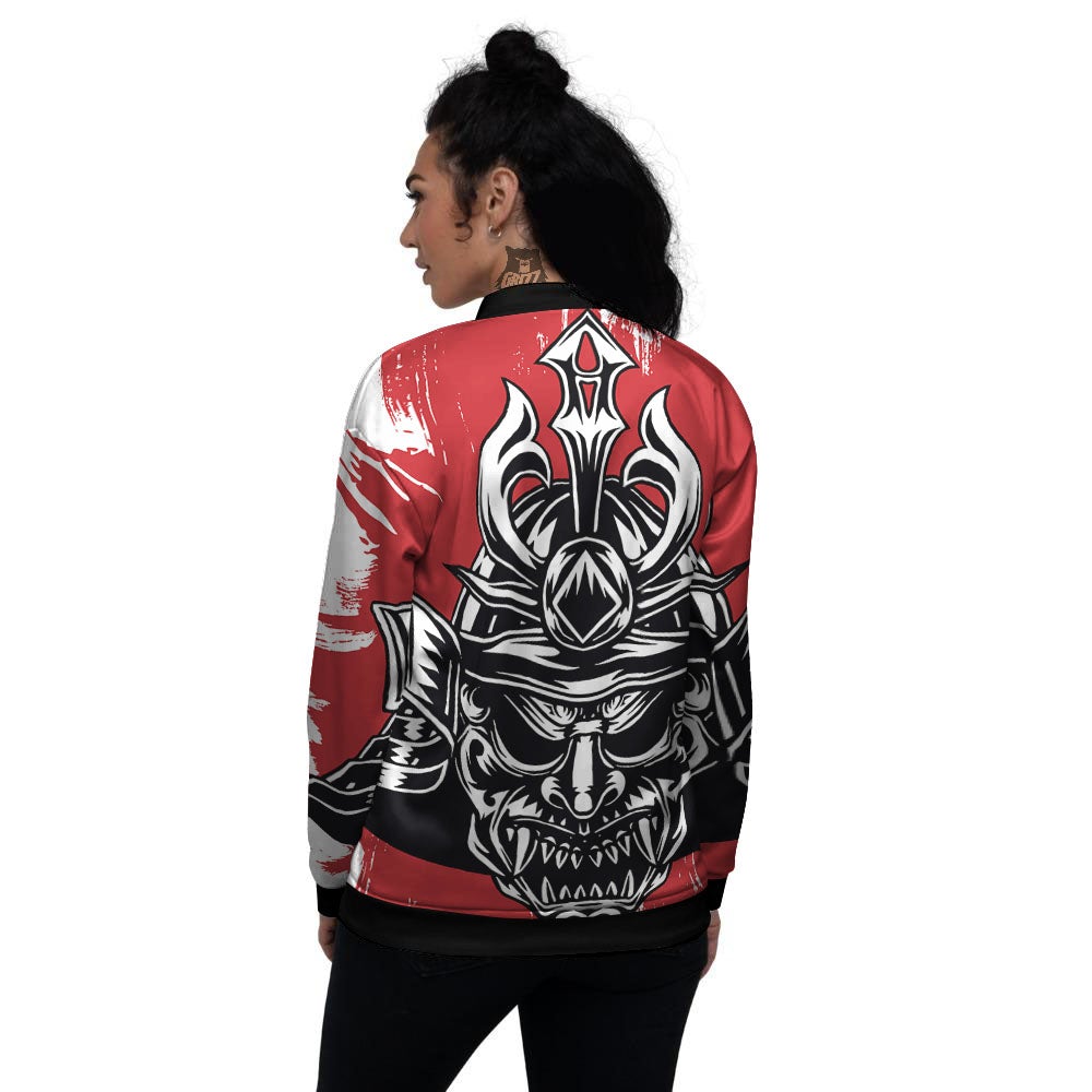 Warrior Japanese Samurai Print Women's Bomber Jacket-grizzshop