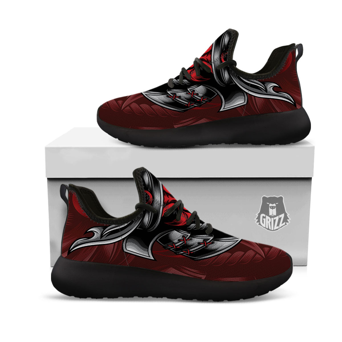 Warrior Mask Japanese Print Black Athletic Shoes-grizzshop