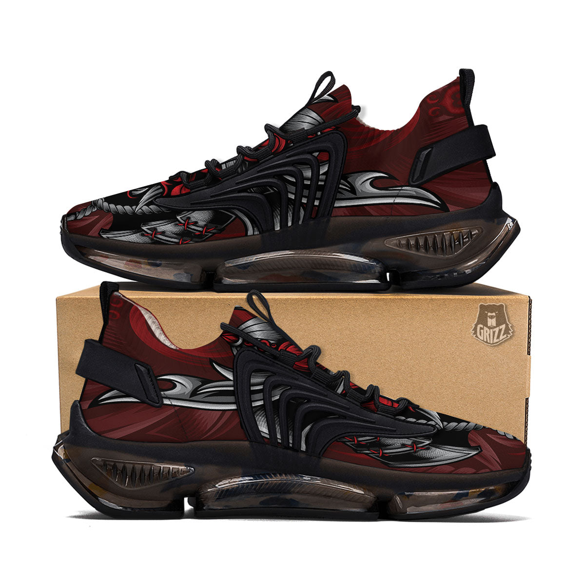 Warrior Mask Japanese Print Black Gym Shoes-grizzshop