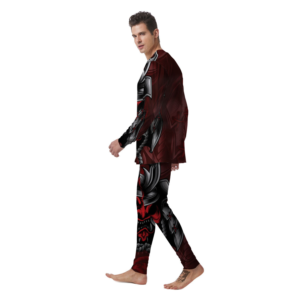 Warrior Mask Japanese Print Men's Pajamas-grizzshop