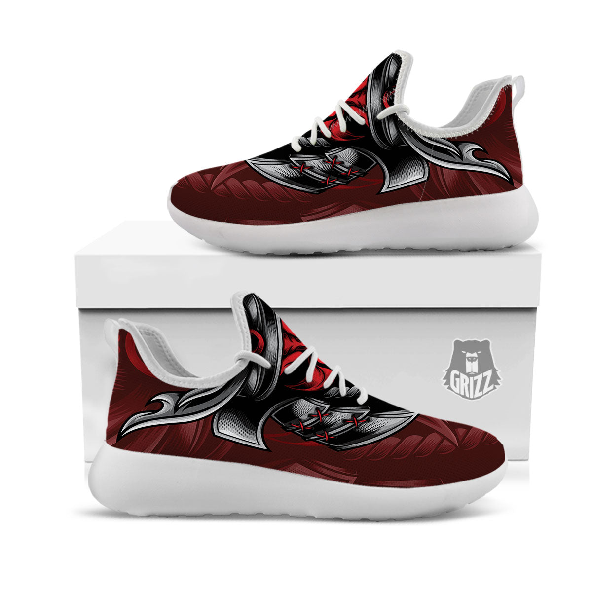 Warrior Mask Japanese Print White Athletic Shoes-grizzshop