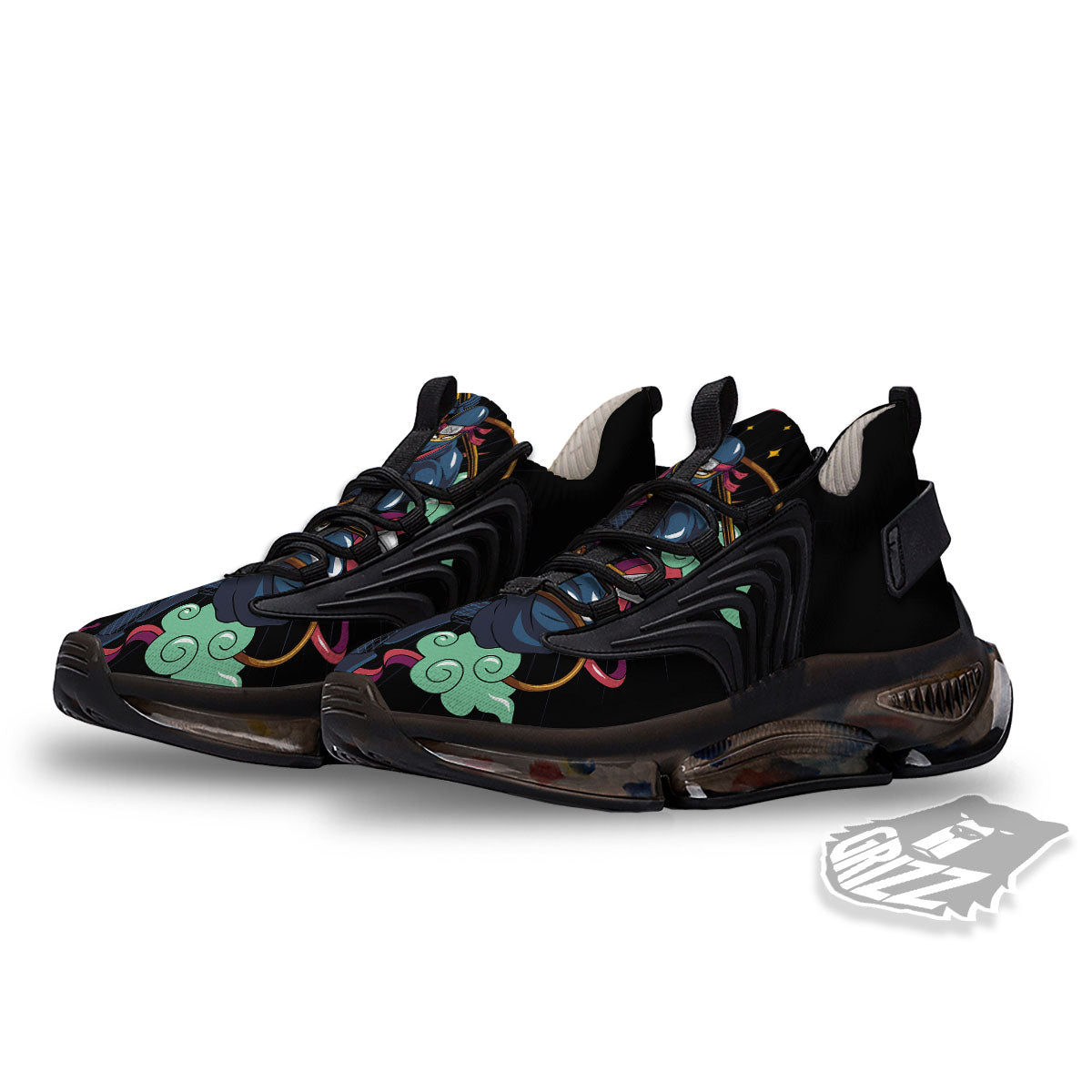Warrior Ninja Print Black Gym Shoes-grizzshop