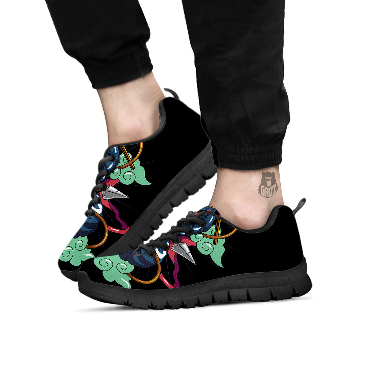 Warrior Ninja Print Black Sneaker-grizzshop
