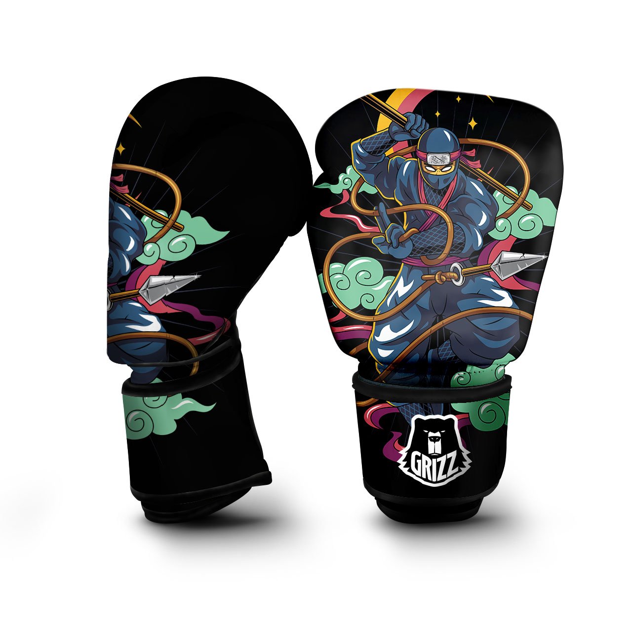 Warrior Ninja Print Boxing Gloves-grizzshop