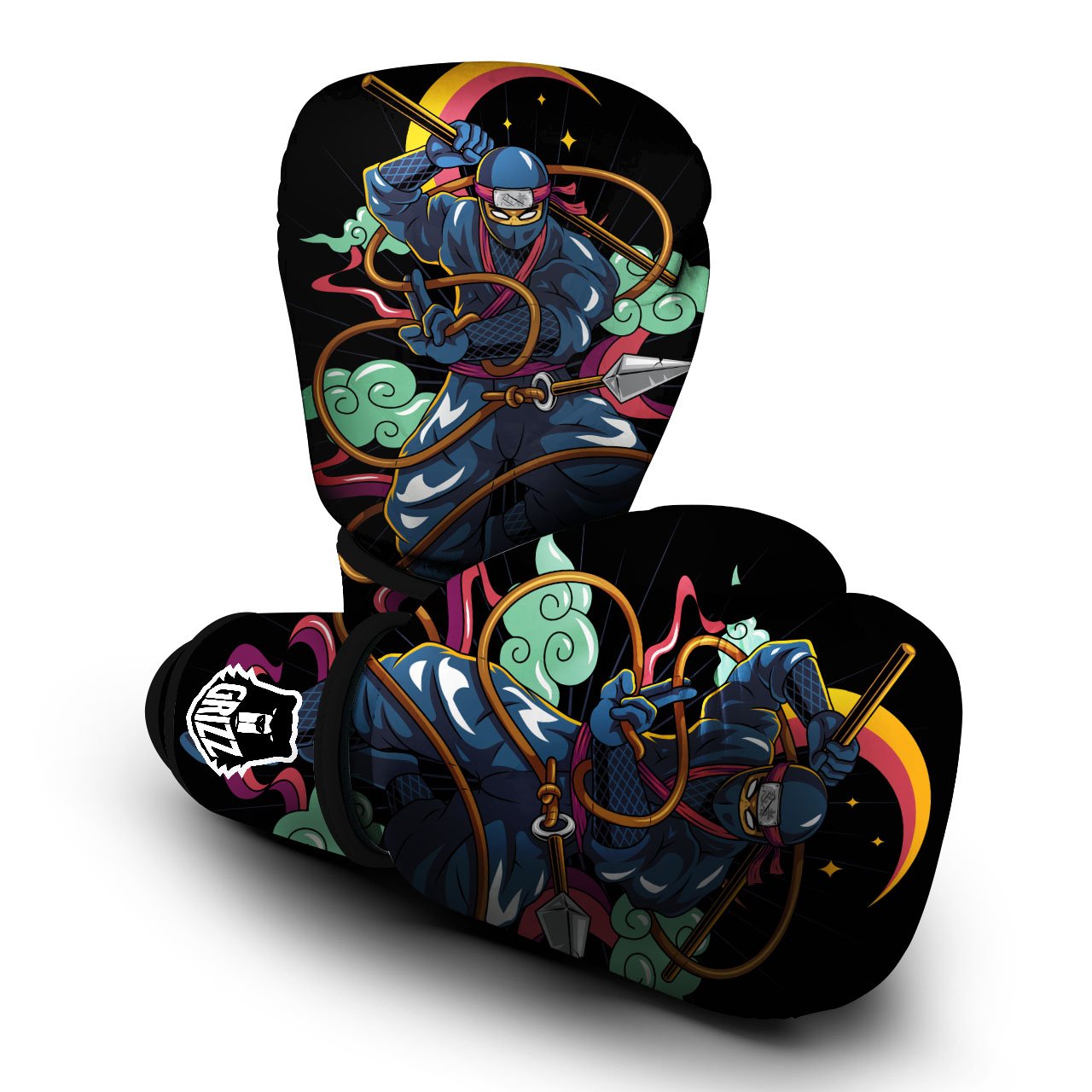 Warrior Ninja Print Boxing Gloves-grizzshop