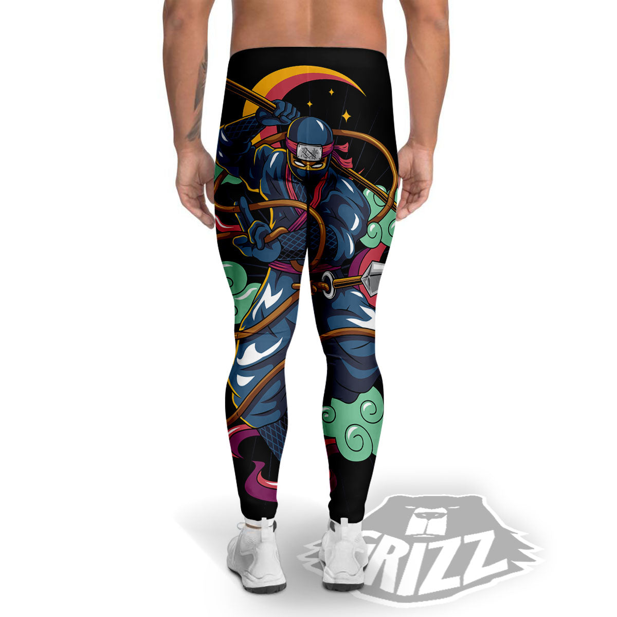 Warrior Ninja Print Men's Leggings-grizzshop