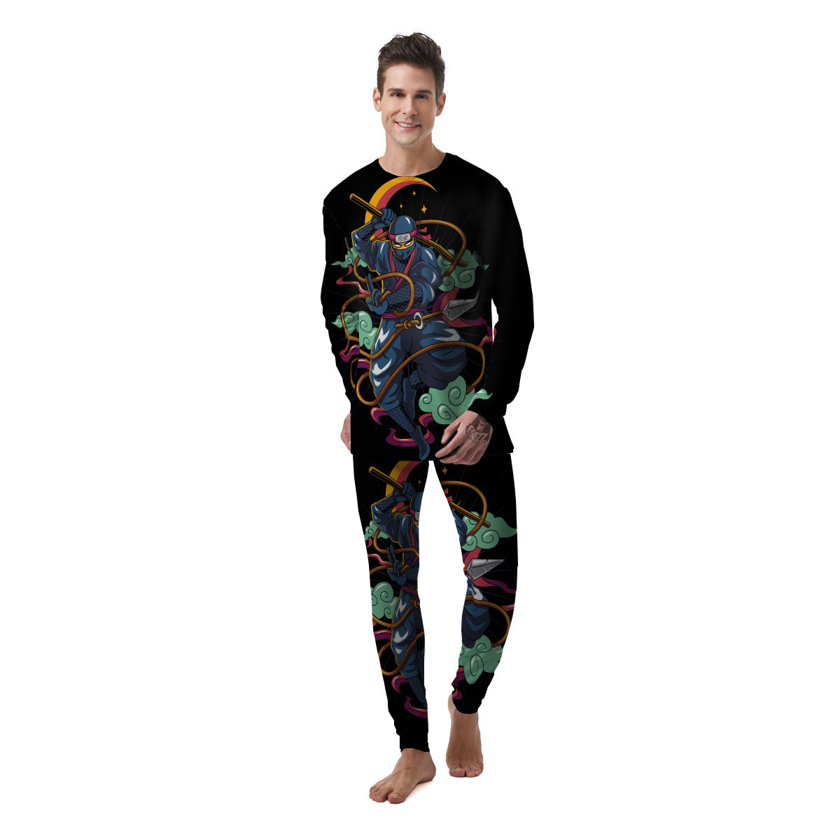 Warrior Ninja Print Men's Pajamas-grizzshop