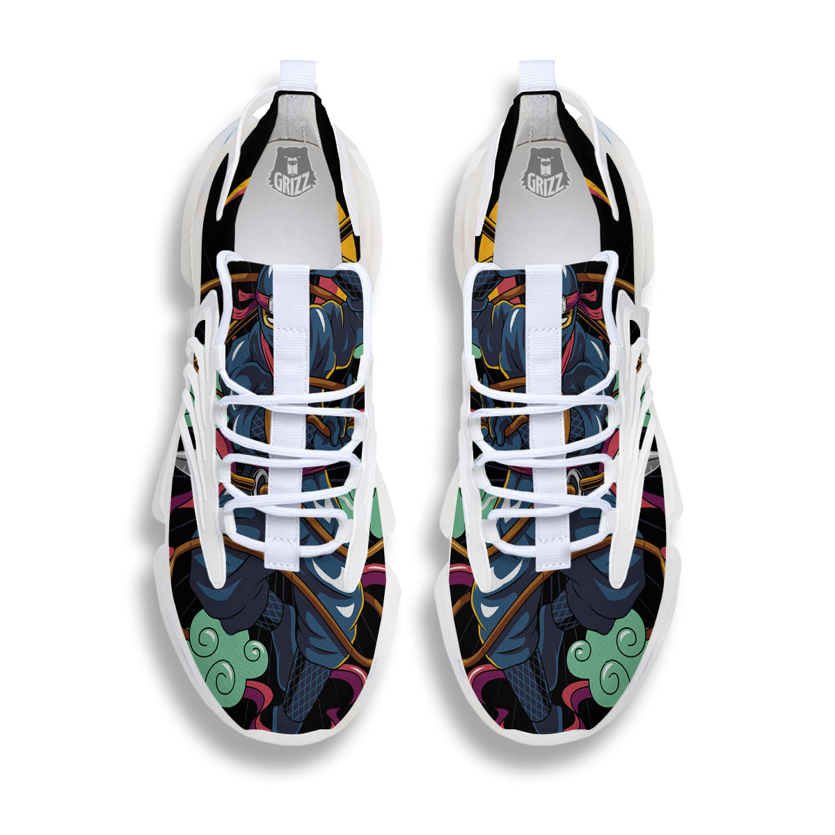 Warrior Ninja Print White Gym Shoes-grizzshop