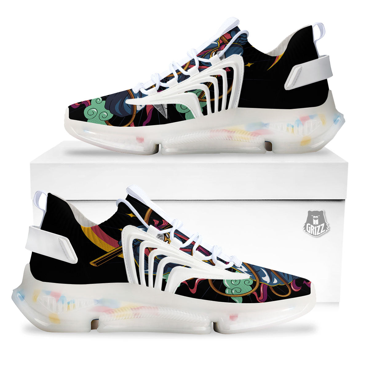 Warrior Ninja Print White Gym Shoes-grizzshop
