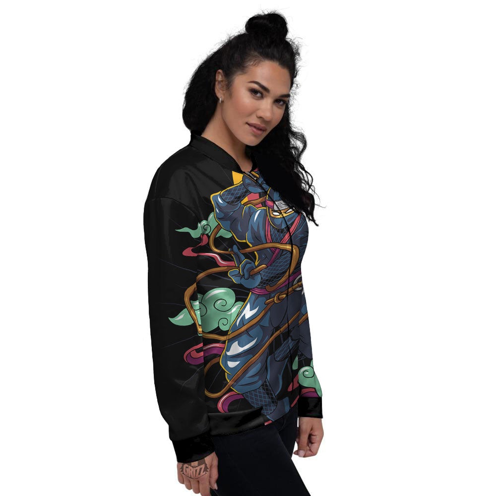 Warrior Ninja Print Women's Bomber Jacket-grizzshop