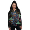 Warrior Ninja Print Women's Bomber Jacket-grizzshop