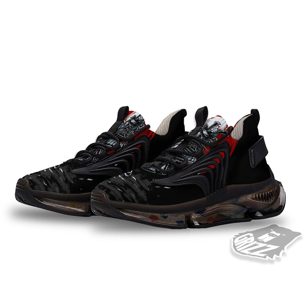 Warrior Samurai Dark Print Black Gym Shoes-grizzshop