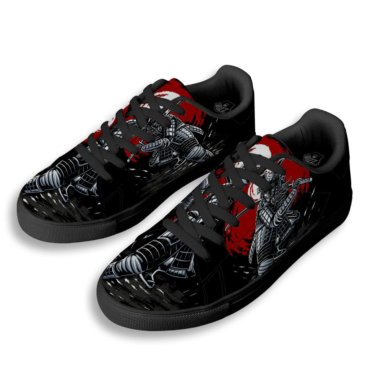 Warrior Samurai Dark Print Black Low Top Sneakers-grizzshop