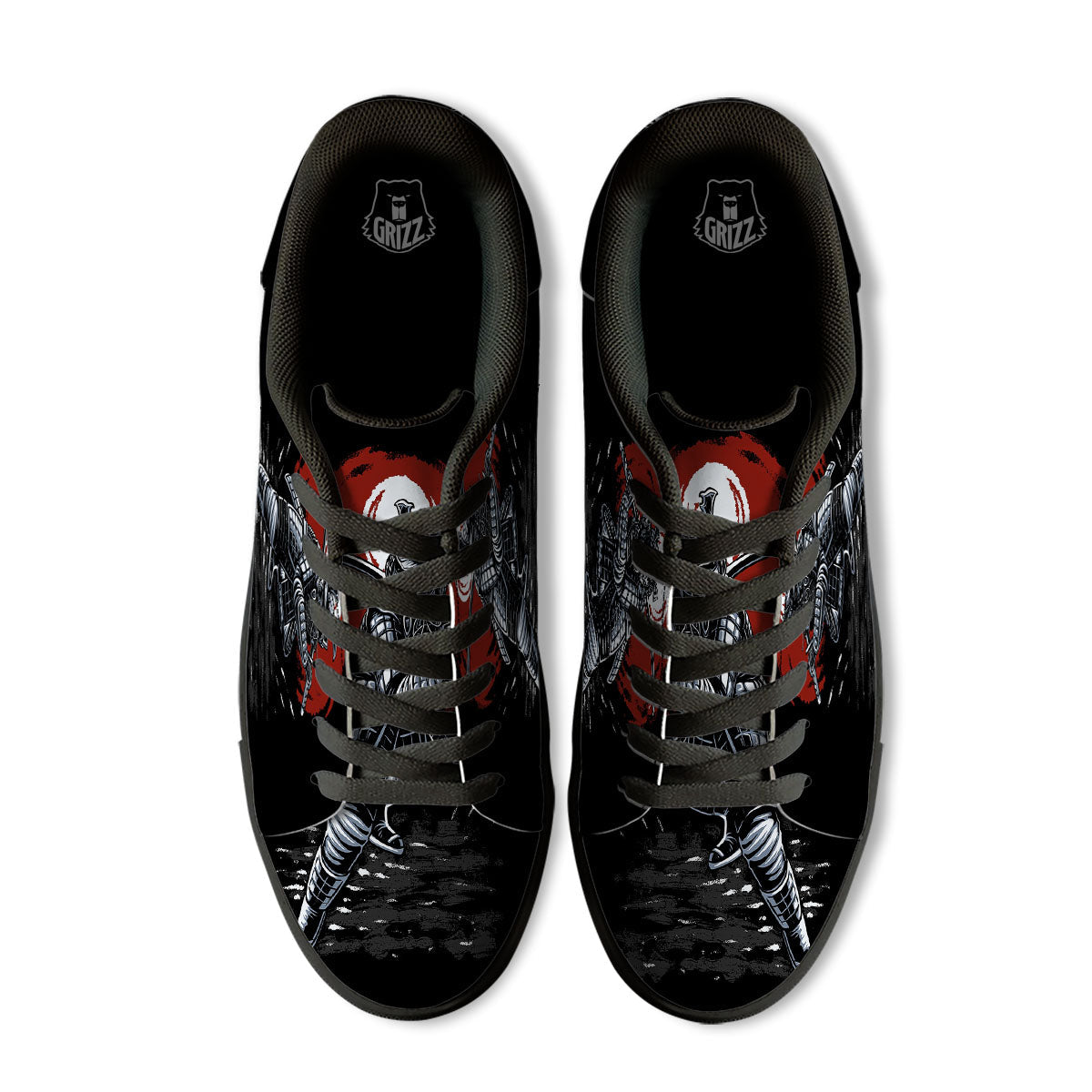 Warrior Samurai Dark Print Black Low Top Sneakers-grizzshop