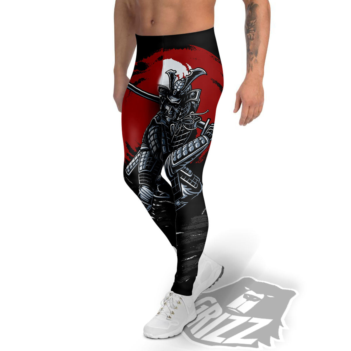 Warrior Samurai Dark Print Men's Leggings-grizzshop