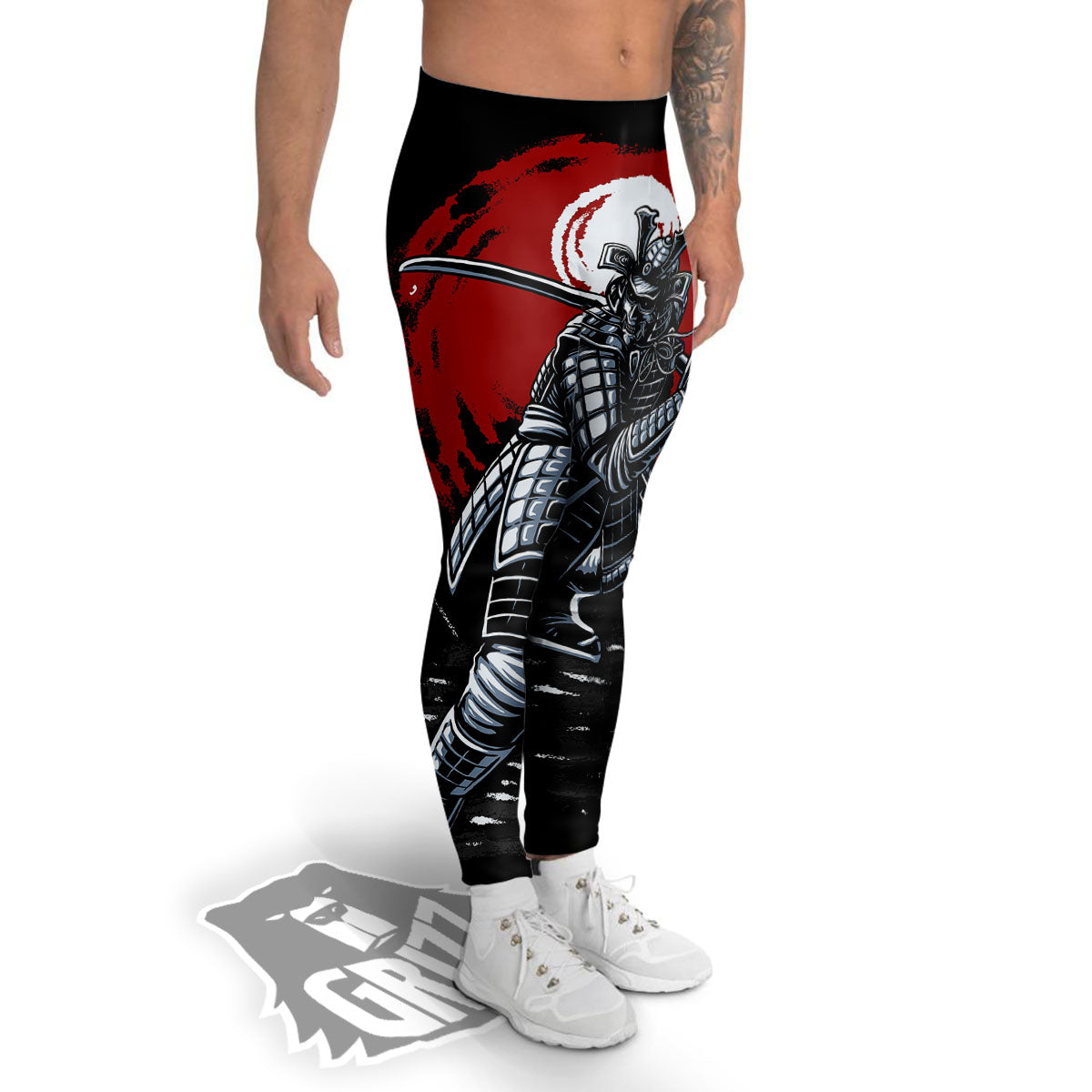 Warrior Samurai Dark Print Men's Leggings-grizzshop