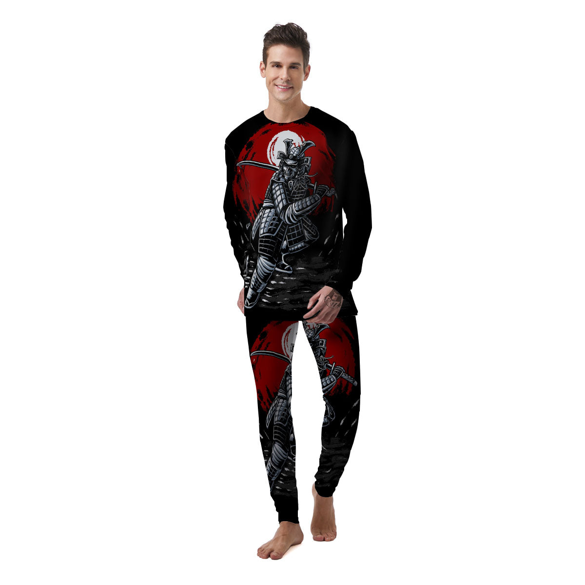 Warrior Samurai Dark Print Men's Pajamas-grizzshop