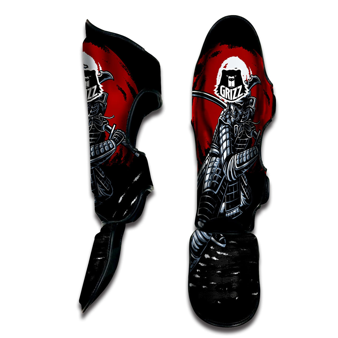 Warrior Samurai Dark Print Muay Thai Shin Guards-grizzshop
