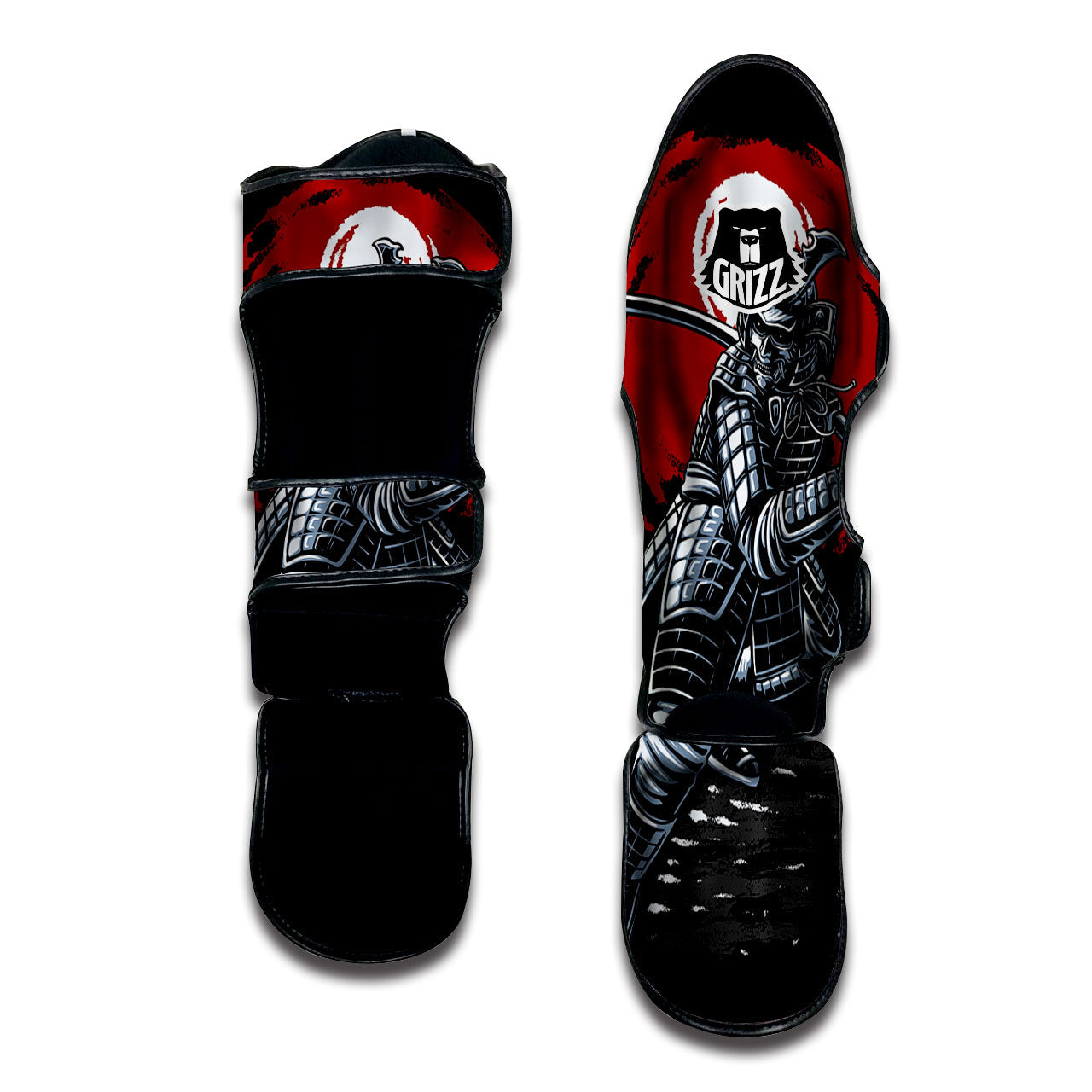 Warrior Samurai Dark Print Muay Thai Shin Guards-grizzshop