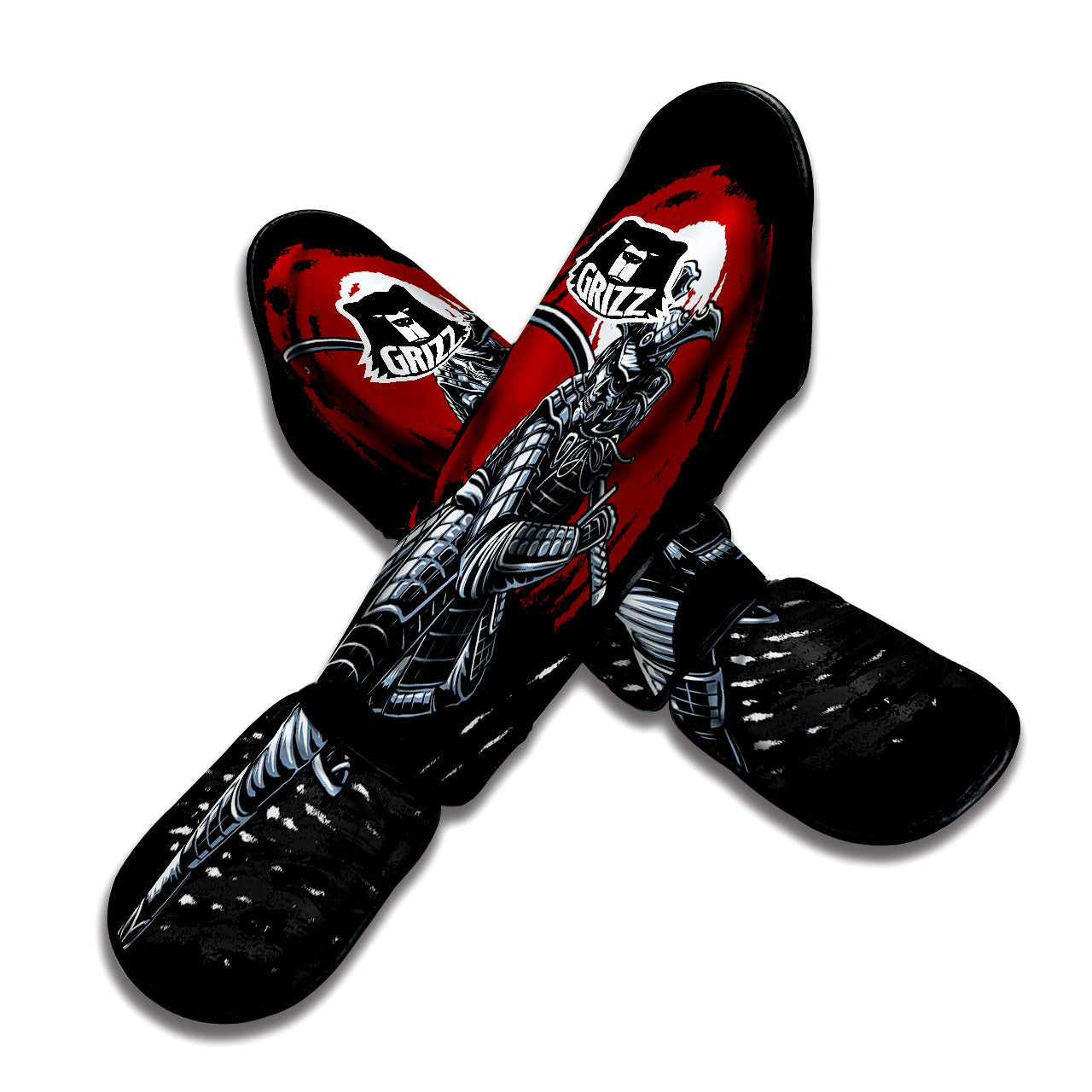 Warrior Samurai Dark Print Muay Thai Shin Guards-grizzshop