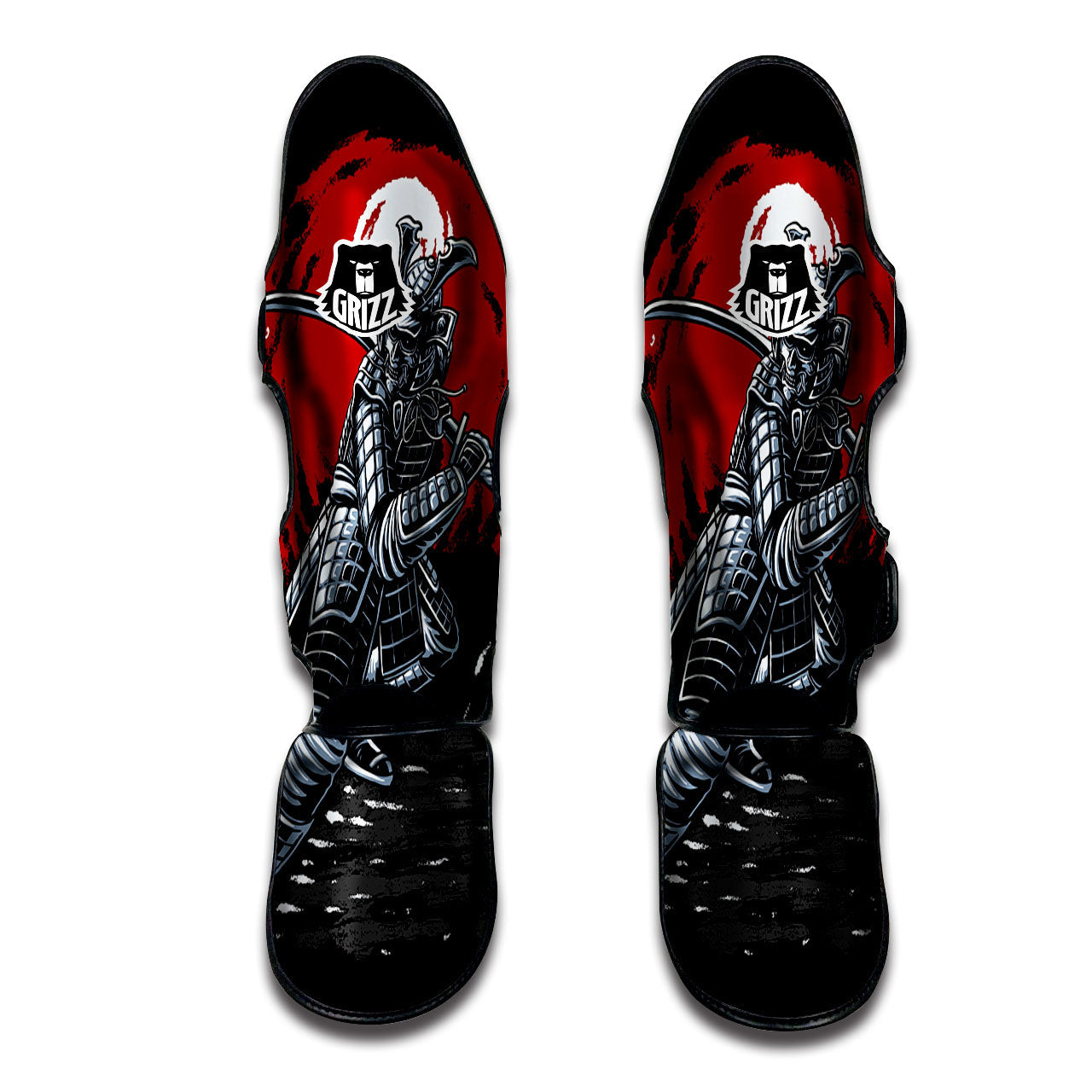 Warrior Samurai Dark Print Muay Thai Shin Guards-grizzshop