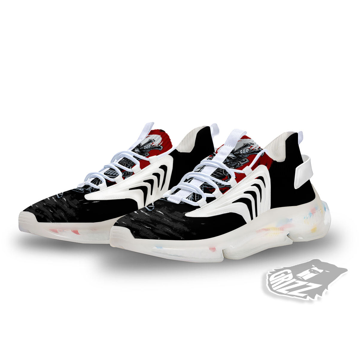 Warrior Samurai Dark Print White Gym Shoes-grizzshop