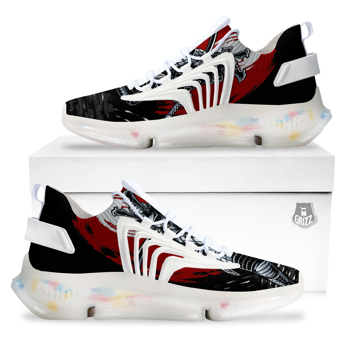 Warrior Samurai Dark Print White Gym Shoes-grizzshop