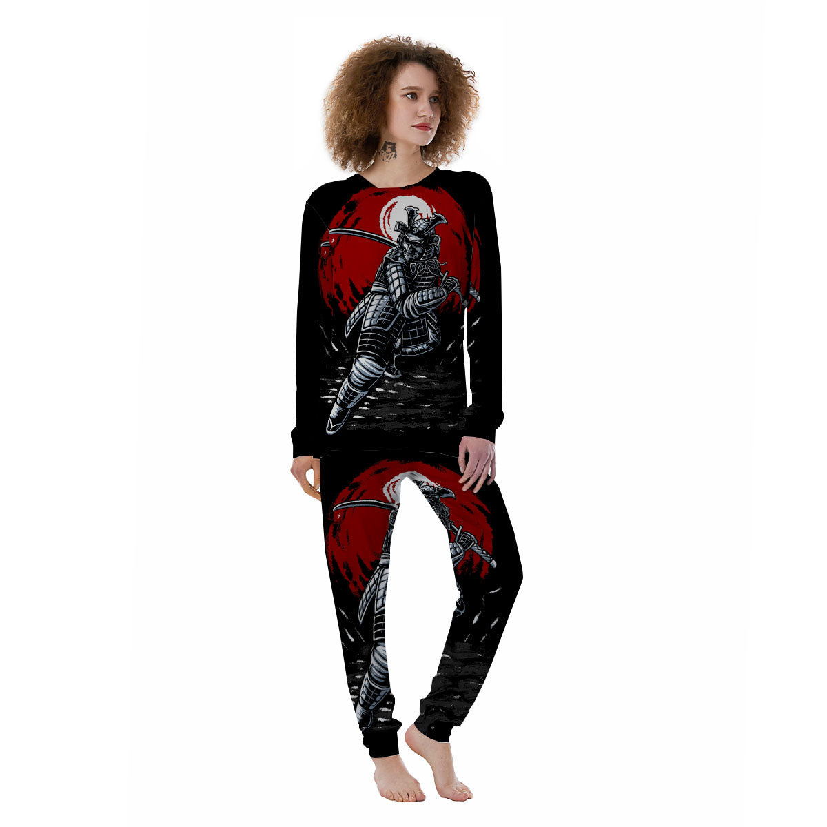 Warrior Samurai Dark Print Women's Pajamas-grizzshop