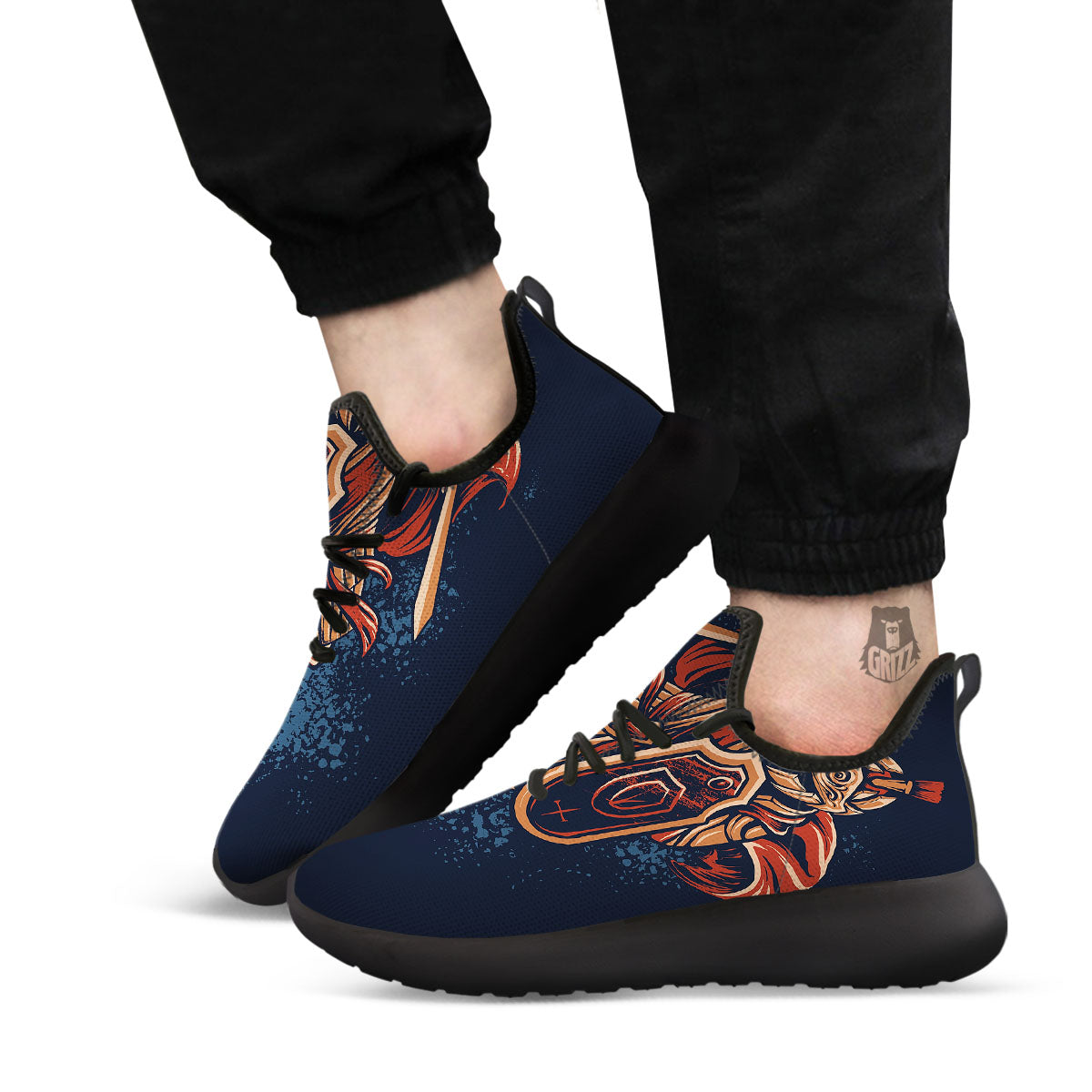 Warrior Spartan Print Black Athletic Shoes-grizzshop