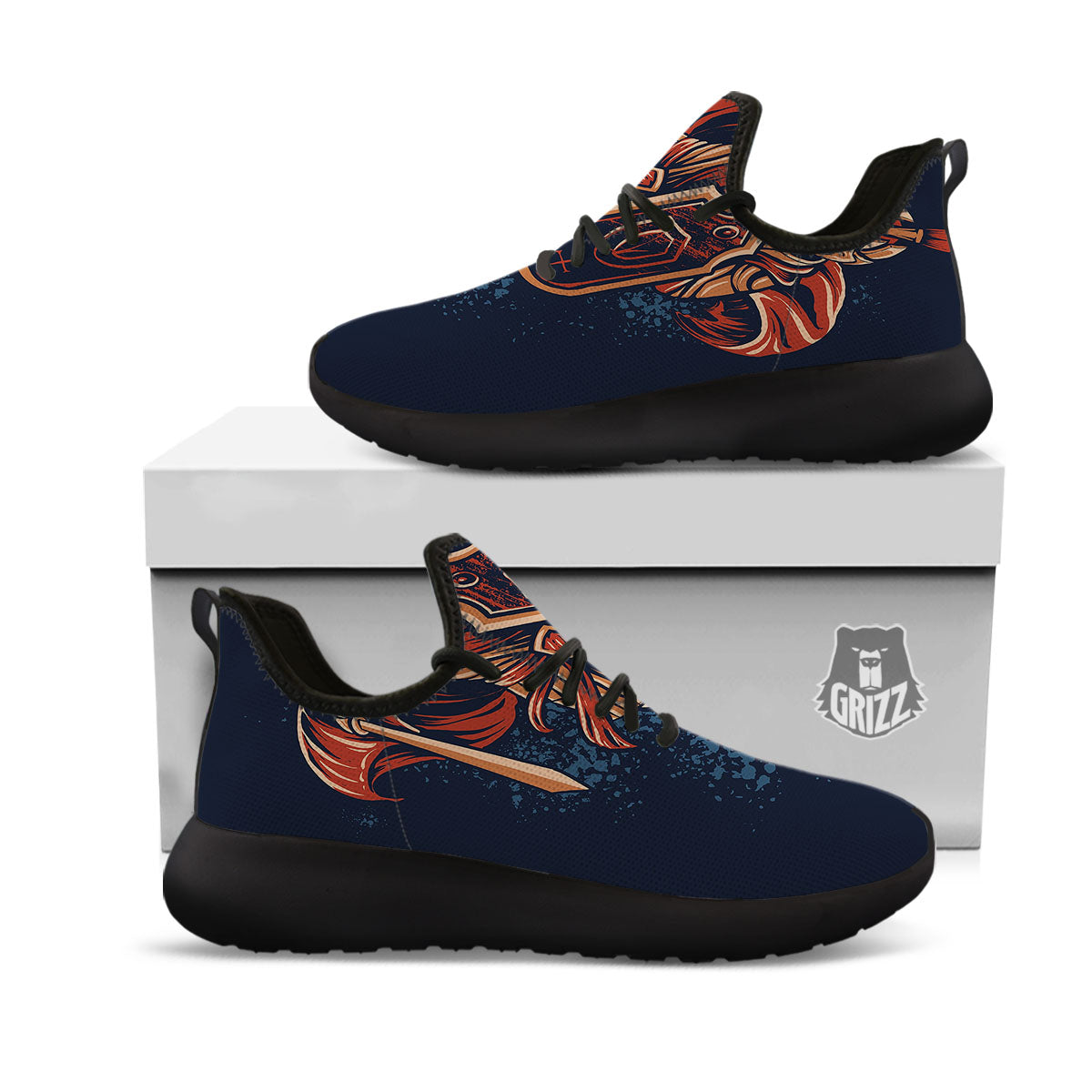 Warrior Spartan Print Black Athletic Shoes-grizzshop
