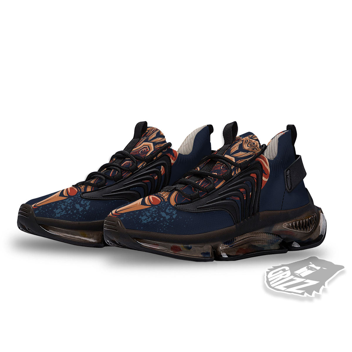 Warrior Spartan Print Black Gym Shoes-grizzshop