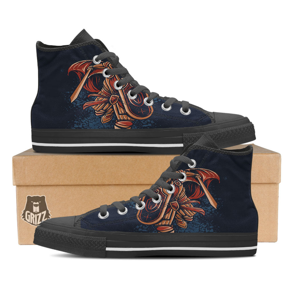 Warrior Spartan Print Black High Top Shoes-grizzshop