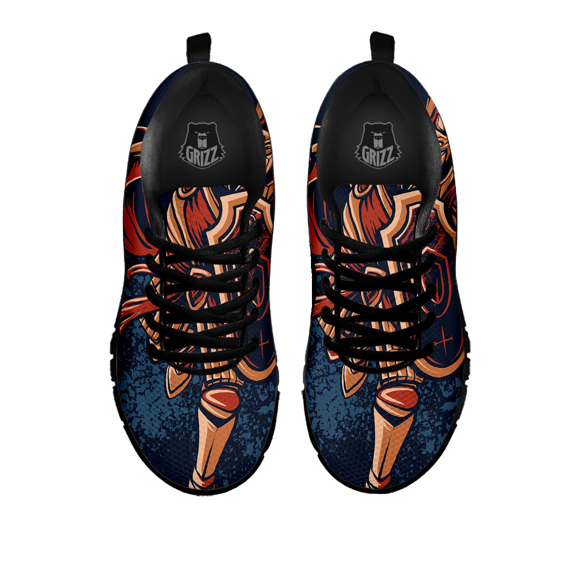 Warrior Spartan Print Black Sneaker-grizzshop