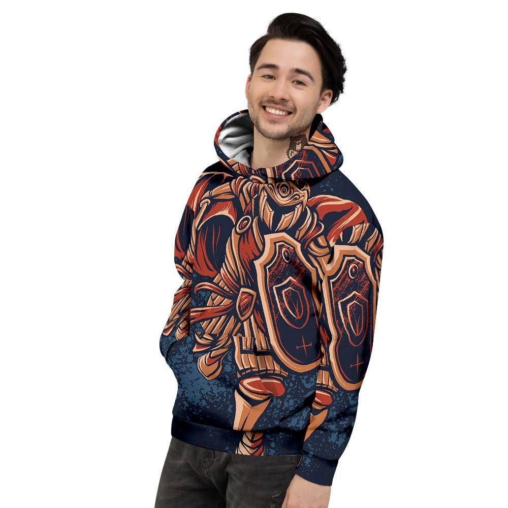 Warrior Spartan Print Men's Hoodie-grizzshop