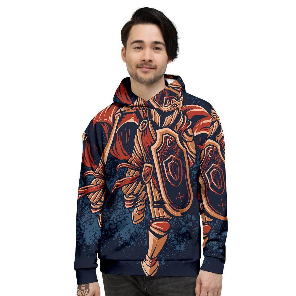 Warrior Spartan Print Men's Hoodie-grizzshop