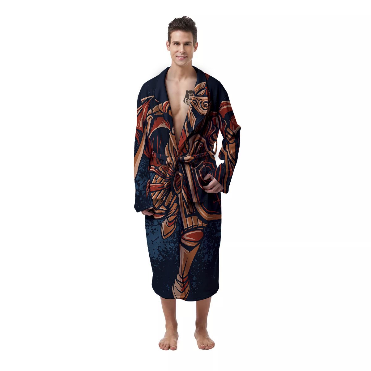 Warrior Spartan Print Men's Robe-grizzshop