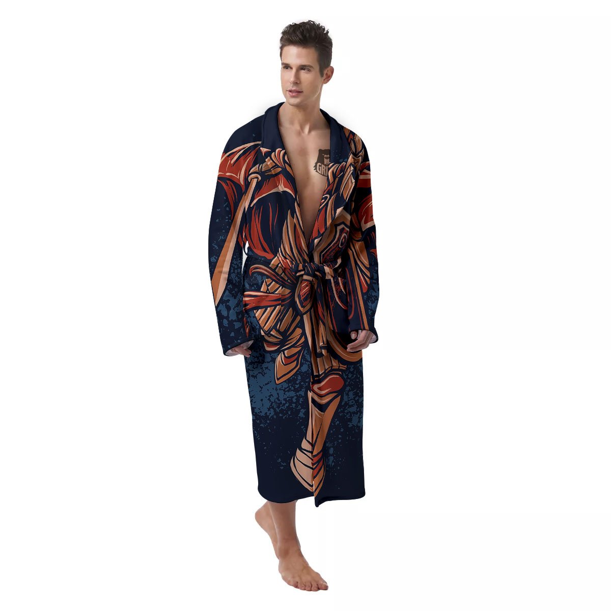 Warrior Spartan Print Men's Robe-grizzshop