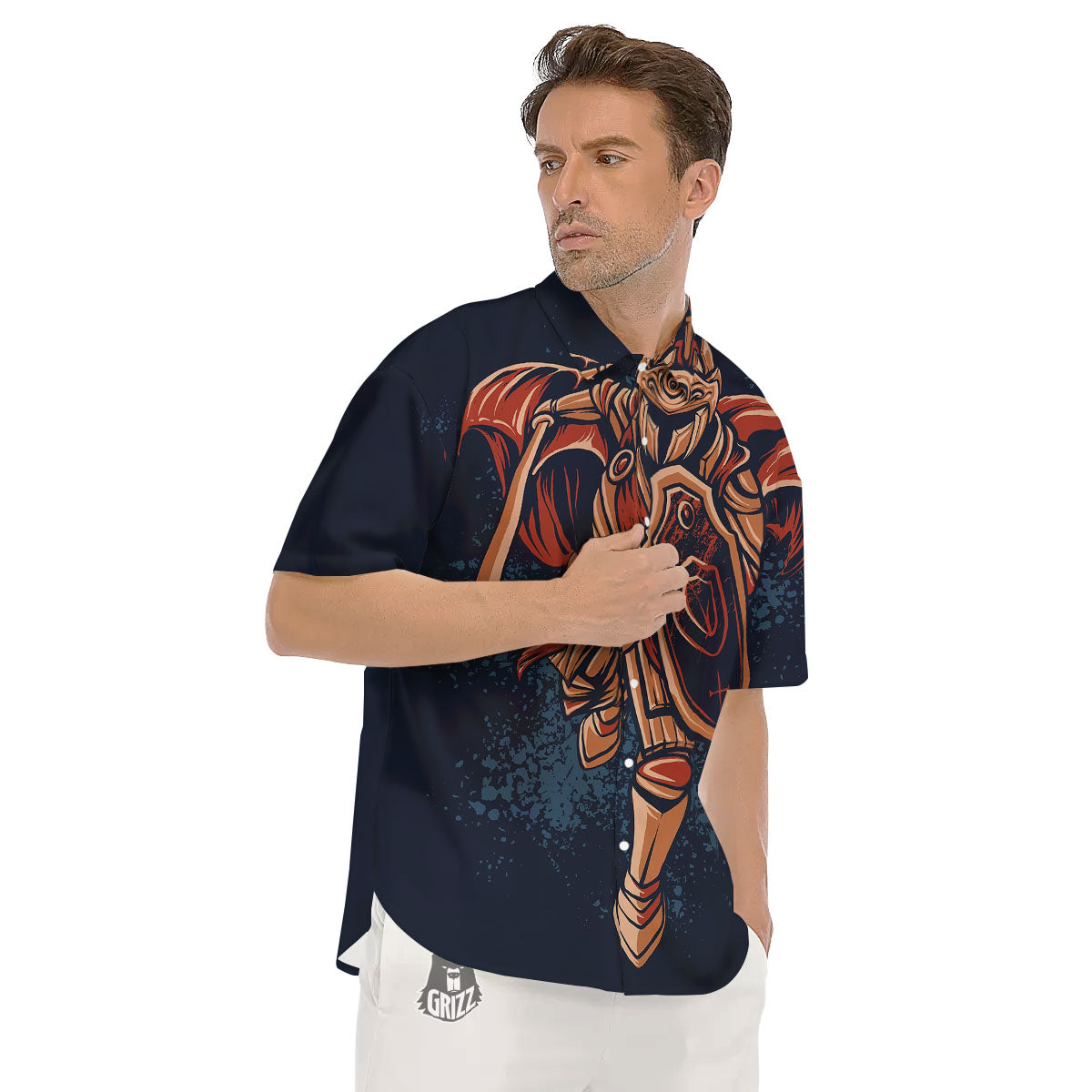Warrior Spartan Print Men's Short Sleeve Shirts-grizzshop