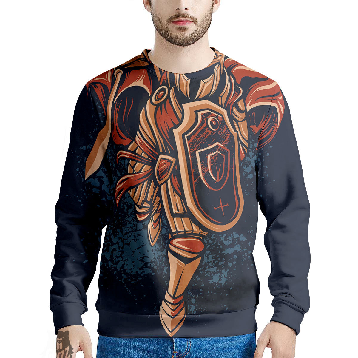 Warrior Spartan Print Men's Sweatshirt-grizzshop