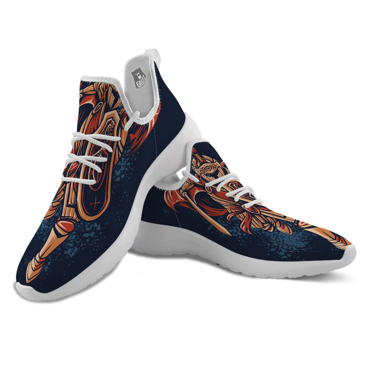 Warrior Spartan Print White Athletic Shoes-grizzshop