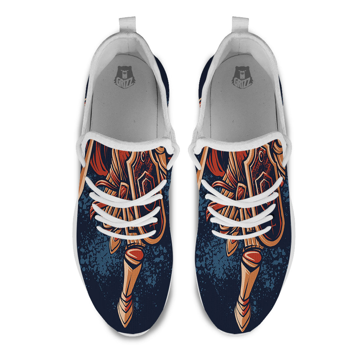 Warrior Spartan Print White Athletic Shoes-grizzshop