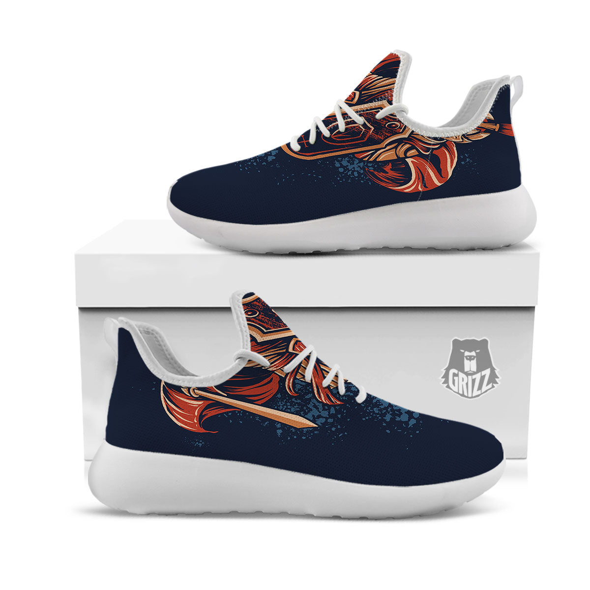 Warrior Spartan Print White Athletic Shoes-grizzshop