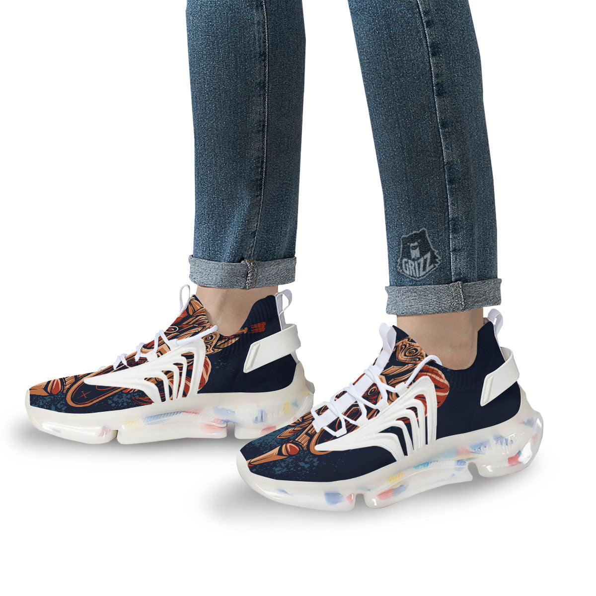 Warrior Spartan Print White Gym Shoes-grizzshop