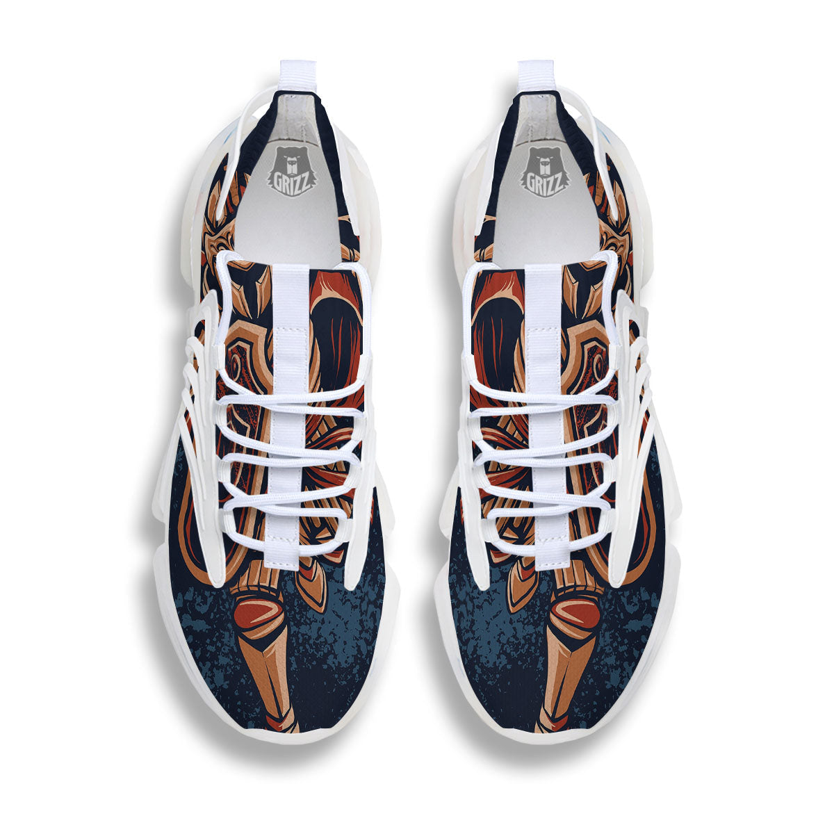 Warrior Spartan Print White Gym Shoes-grizzshop