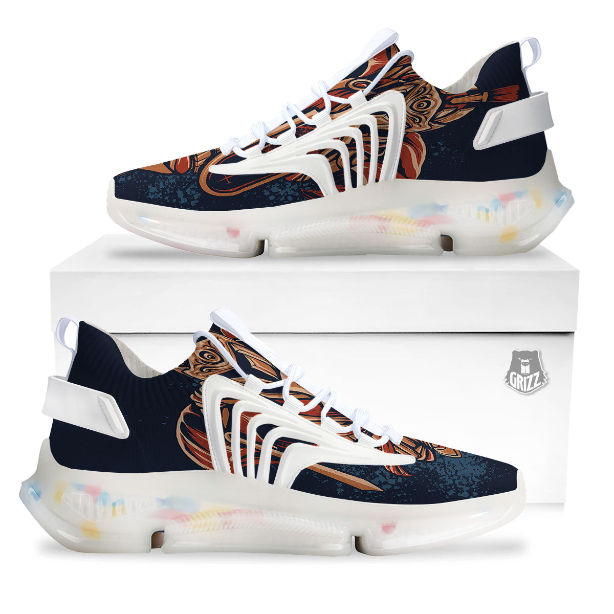 Warrior Spartan Print White Gym Shoes-grizzshop